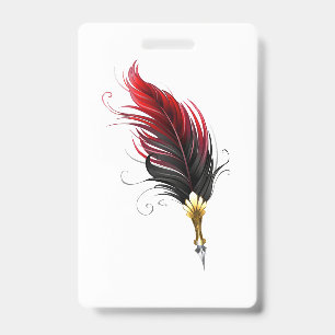 Tarjeta De Identificación Bolígrafo pluma de pluma roja con plumilla dorada