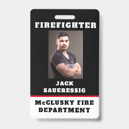 Tarjeta De Identificación Bombero blanco y negro