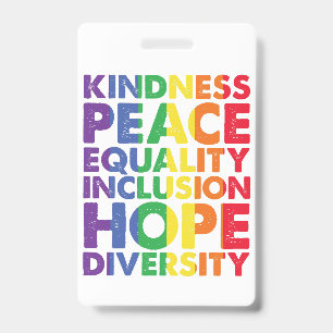 Tarjeta De Identificación Bondad Paz Igualdad Amor Inclusión Esperanza LGBT