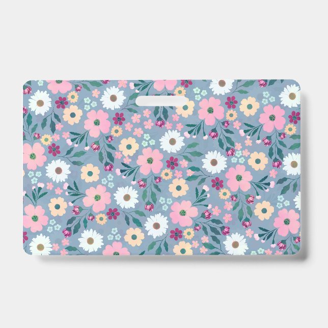 Tarjeta De Identificación Bonito Flores rosas azules Botánicas (Anverso)