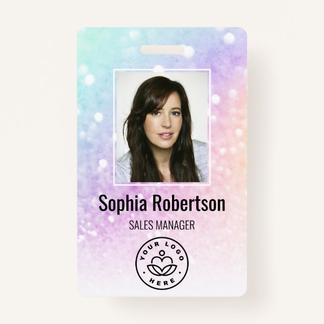 Tarjeta De Identificación Bonito Purpurina holográfico Girly Glamorous (Anverso)