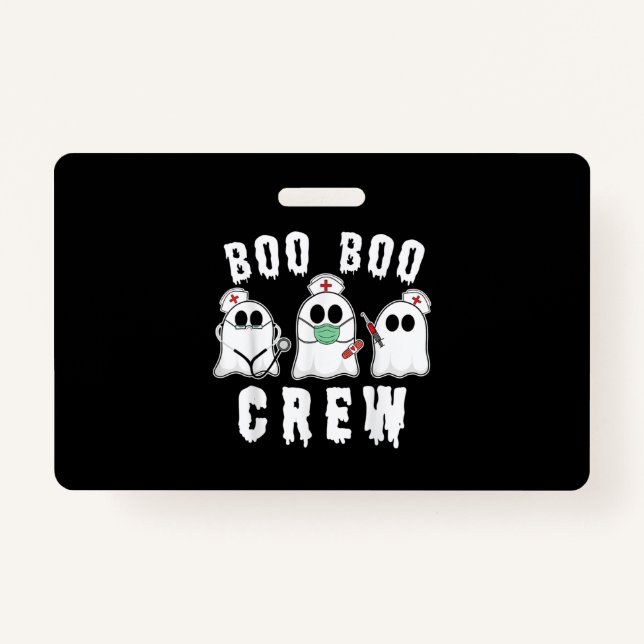 Tarjeta De Identificación Boo Boo Crew Graciosa Enfermera Fantasma Disstume  (Anverso)