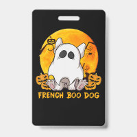 Boo Bulldog con Araña de Calabaza y Luna