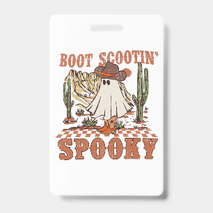 Tarjeta De Identificación Bota Scootin Espeluznante Oeste Halloween Fantasma