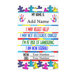 Tarjeta De Identificación Botón de contacto sin palabras de alerta de autism