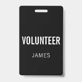 Tarjeta De Identificación Botón de evento de nombre de voluntario negro mode