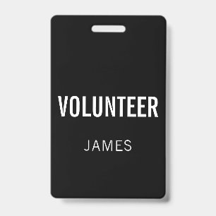 Tarjeta De Identificación Botón de evento de nombre de voluntario negro mode