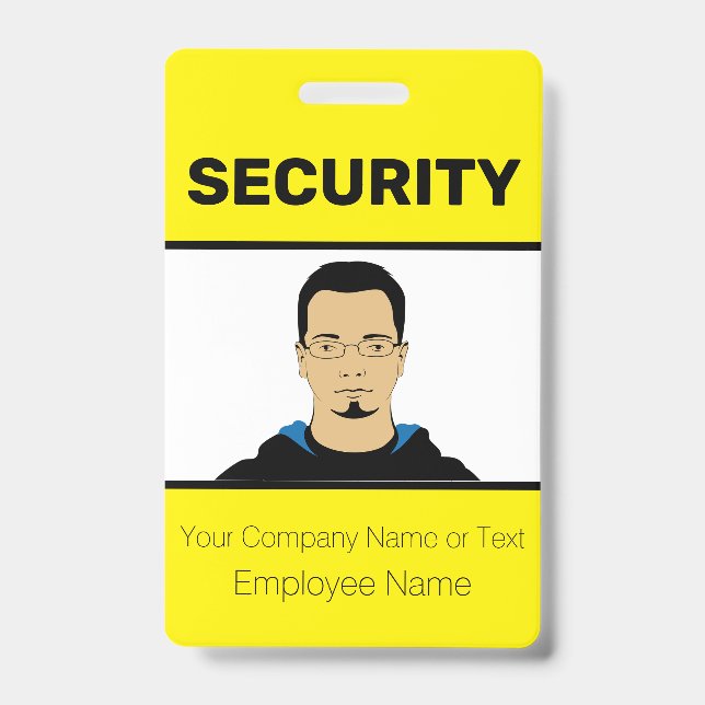 Tarjeta De Identificación Bright Yellow Personalizado Photo Security Guard ( (Anverso)
