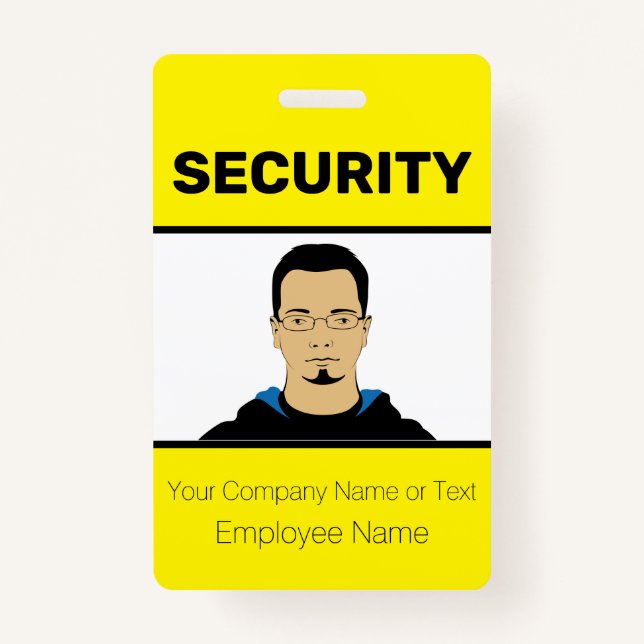 Tarjeta De Identificación Bright Yellow Personalizado Photo Security Guard ( (Anverso)