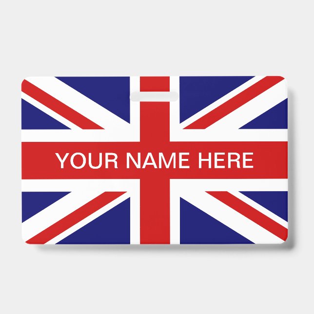 Tarjeta De Identificación British Union Jack flag personalized name (Anverso)