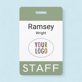 Tarjeta De Identificación Broche de identificación de personal Verde Salvia 