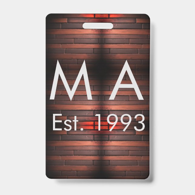 Tarjeta De Identificación Brown rustic brick stone add name letter year date (Parte frontal)