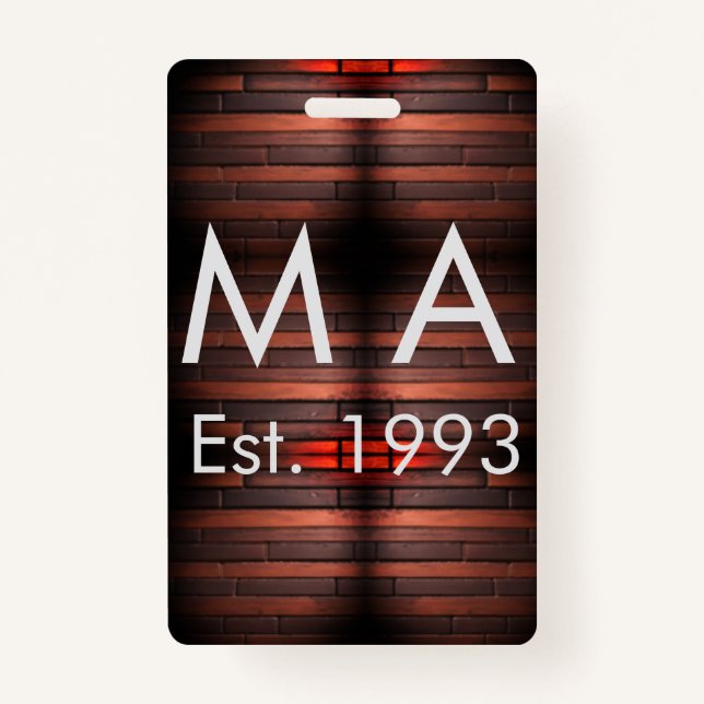 Tarjeta De Identificación Brown rustic brick stone add name letter year date (Anverso)