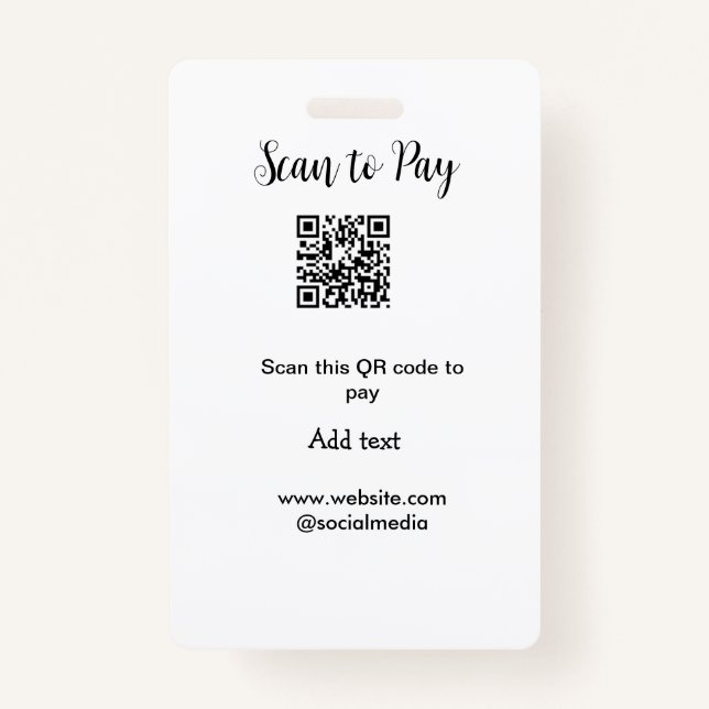 Tarjeta De Identificación Buscar para pagar el análisis código QR agregar de (Anverso)