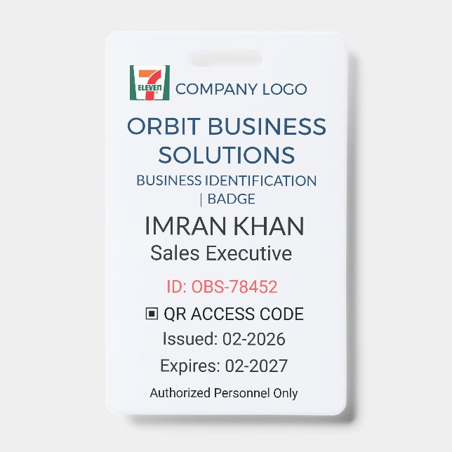 Tarjeta De Identificación Business Badge | ID Badge – QR Logo (Anverso)