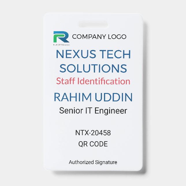 Tarjeta De Identificación Business Badge | Staff Badge – ID Logo (Anverso)