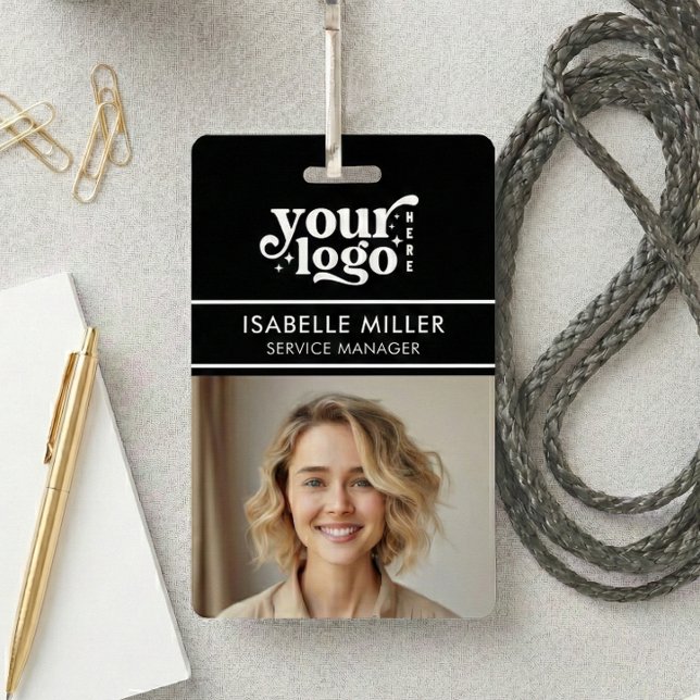 Tarjeta De Identificación Business ID Card QR Modern Large Photo Employee (Business ID Card QR Modern Large Photo Employee Badge)