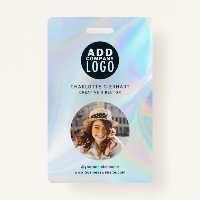 Tarjeta De Identificación Business Logo and QR Code Employees Photo ID (Anverso)