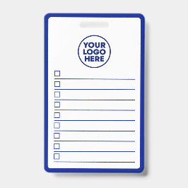 Tarjeta De Identificación Business Logo Navy Blue Whiteboard To Do List