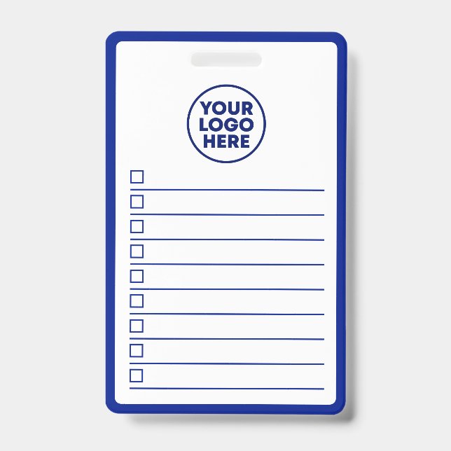 Tarjeta De Identificación Business Logo Navy Blue Whiteboard To Do List (Parte frontal)