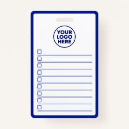 Tarjeta De Identificación Business Logo Navy Blue Whiteboard To Do List