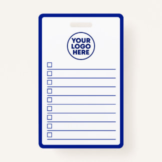 Tarjeta De Identificación Business Logo Navy Blue Whiteboard To Do List