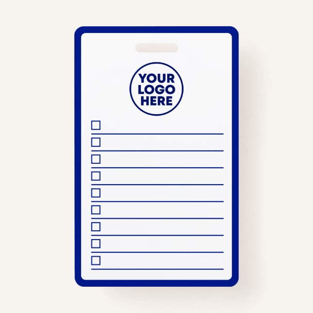 Tarjeta De Identificación Business Logo Navy Blue Whiteboard To Do List (Anverso)