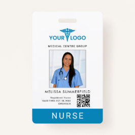 Tarjeta De Identificación Business Logo QR Code Registered Nurse Photo ID