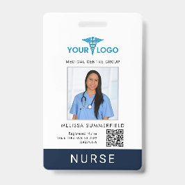 Tarjeta De Identificación Business Logo QR Code Registered Nurse Photo ID