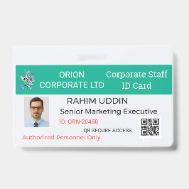 Tarjeta De Identificación Business Name Badge|Employee ID|Pro|Staff|Work