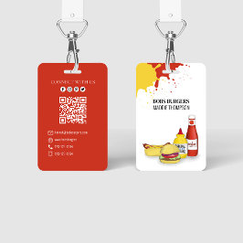 Tarjeta De Identificación Business QR Code Hamburger Hotdog