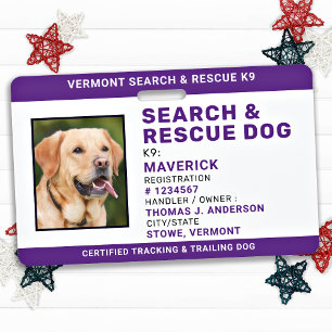 Tarjeta De Identificación Búsqueda de ID de perro Rescate Logo personalizado