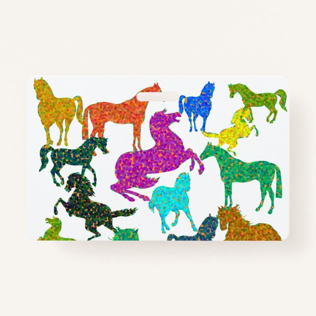 Tarjeta De Identificación Caballos arco iris - "¡Tonto por caballos!" (Anverso)