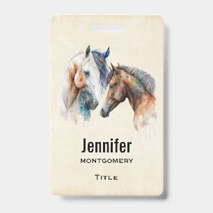Tarjeta De Identificación Caballos Hermosos Estilo Western Boho