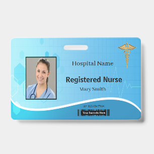 Tarjeta De Identificación Caduceo Azul Identificación Fotográfica del Latido