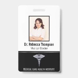 Tarjeta De Identificación Caduceo de plata médica elegante en identificación