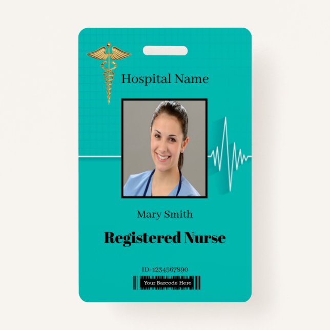 Tarjeta De Identificación Caduceus Cardio Heartbeat Medical ID (Anverso)