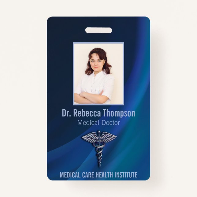 Tarjeta De Identificación Caduceus Chrome Dark Holographic Medical ID (Anverso)