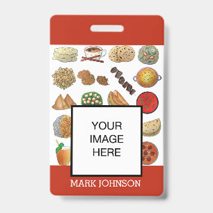 Tarjeta De Identificación Café Restaurante Cocina Comida India Chef Camarero