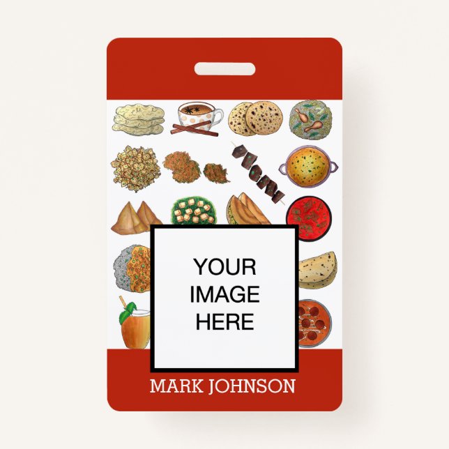 Tarjeta De Identificación Cafetería de cocina india Chef Server (Anverso)