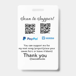 Tarjeta De Identificación Caja virtual de ayuda a través de código q donació