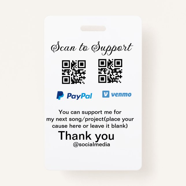 Tarjeta De Identificación Caja virtual de ayuda a través de código q donació (Anverso)