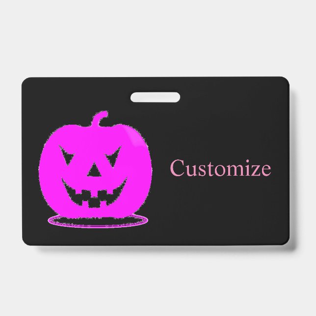 Tarjeta De Identificación Calabaza de Halloween Pink Jack o'lantern Thunder_ (Parte frontal)