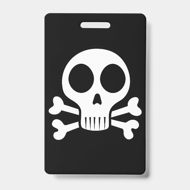 Tarjeta De Identificación calavera espeluznante sobre un fondo negro (Parte frontal)