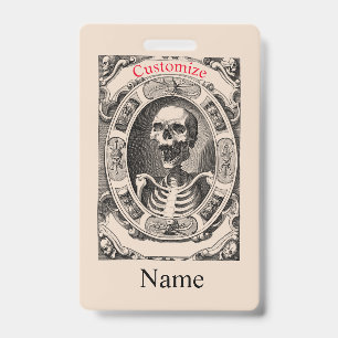 Tarjeta De Identificación Calavera Humana Espeluznante Thunder_Cove