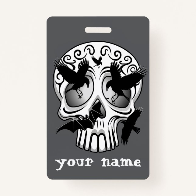 Tarjeta De Identificación Calaveras decorativas de Halloween (Anverso)