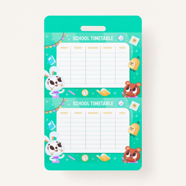 Tarjeta De Identificación Calendario escolar (Reverso)