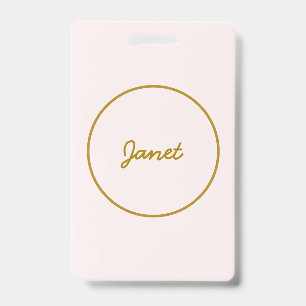 Tarjeta De Identificación Caligrafía elegante de nombre simple en color dora
