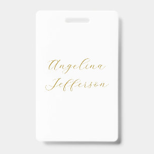 Tarjeta De Identificación Caligrafía Profesional Color Oro Elegante