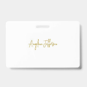 Tarjeta De Identificación Caligrafía Profesional Elegante Color Dorado